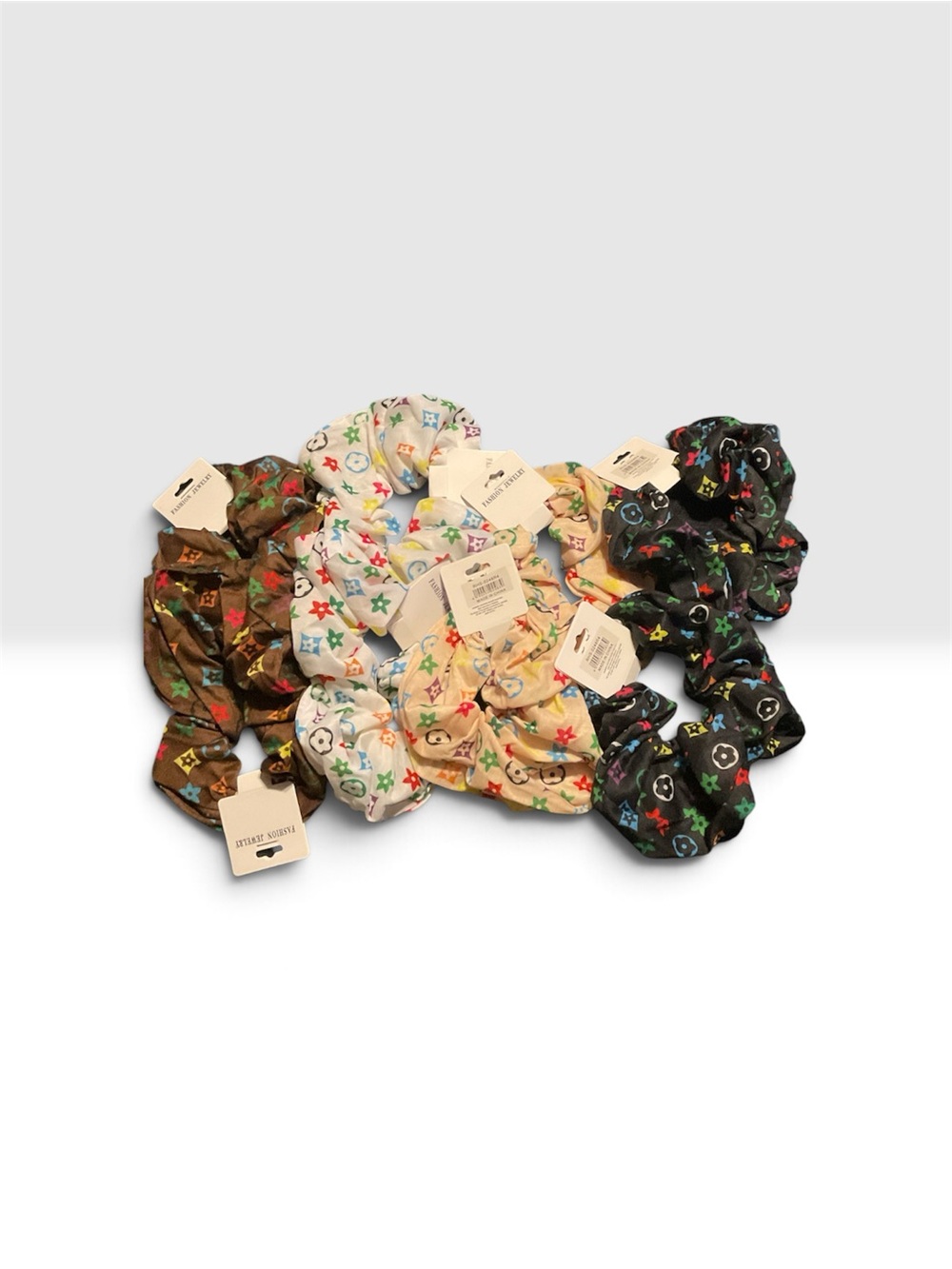 Multicolor Patterned Scrunchie Set — Assorted Colors - $10 each